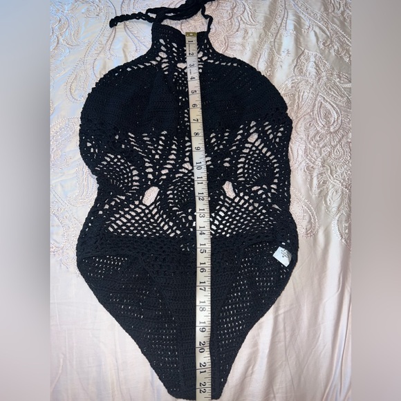 NWT Charlotte Russe Black Crochet One Piece Swimsuit - Picture 3 of 7